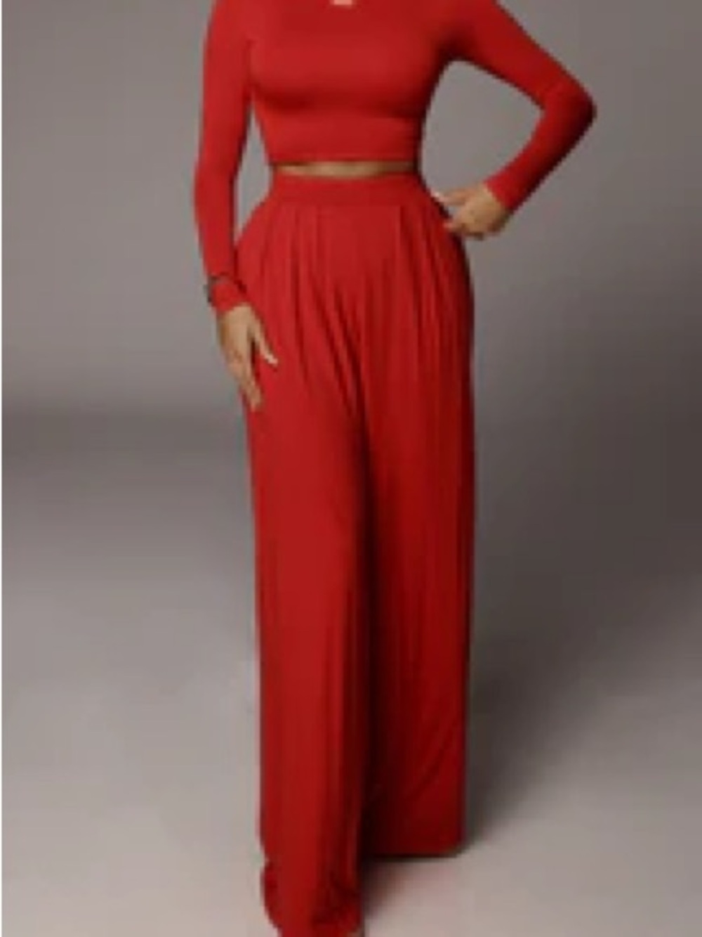 JLUXLABEL Red High-Rise Wide Leg Pants